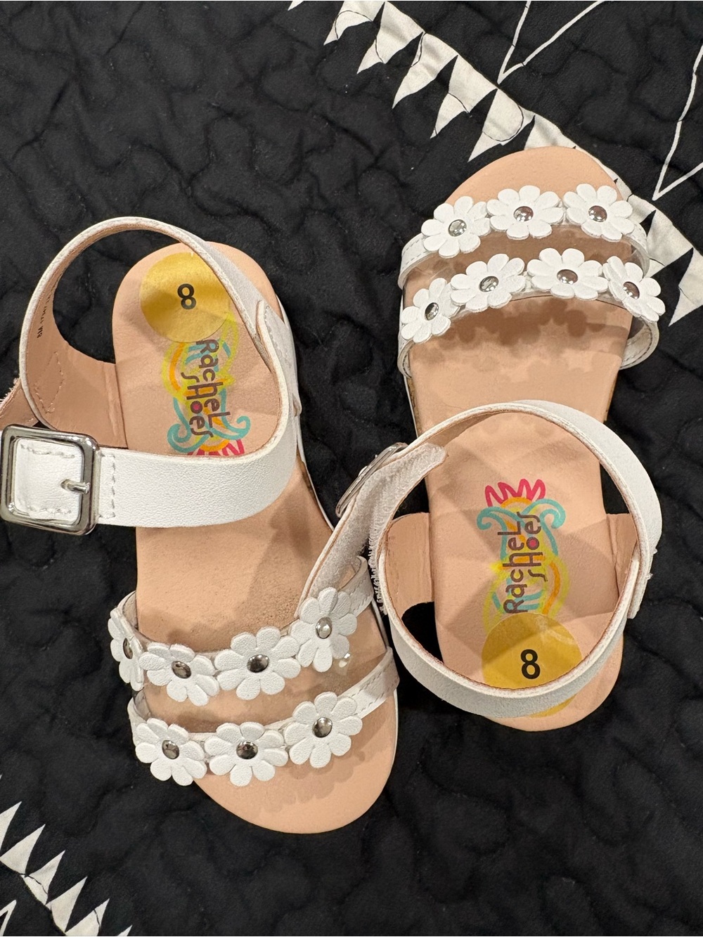 Rachel Shoes Girls' White Floral Sandals - Size 8